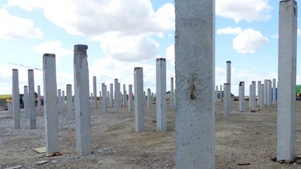 Piling for the Beam Line Gallery, rows of neutron guides streaming out towards the experimental halls.