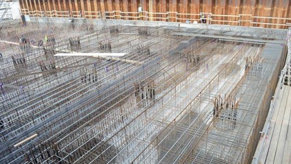 Reinforcement for the 1600 mm bottom slab for the ESS Target station.