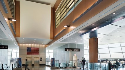 Boston Logan International Airport was the first airport terminal in the world to receive LEED® certification. To help meet the client's goal, Skanska reused, recycled or diverted waste from landfills, totaling 75 percent of the construction waste, and ensured 10 percent of all materials used were recycled products. (Photo credit: Jeff Adams)