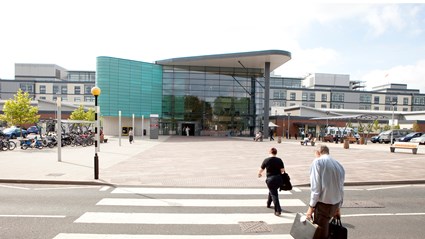 Main entrance to Royal Derby Hospital