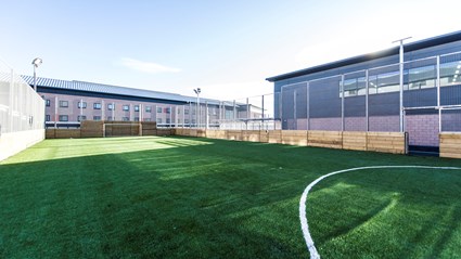 One of the outdoor sports pitches at HMP Grampian