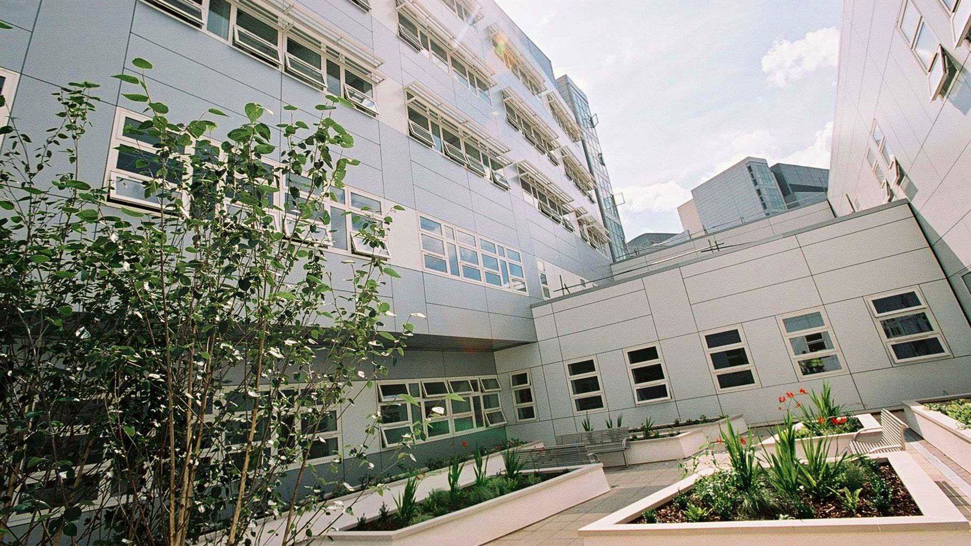 The sensitive design has provided space for natural features at University Hospital Coventry