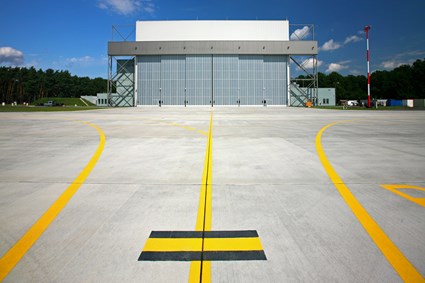 Hangar at the military airport in Powidz