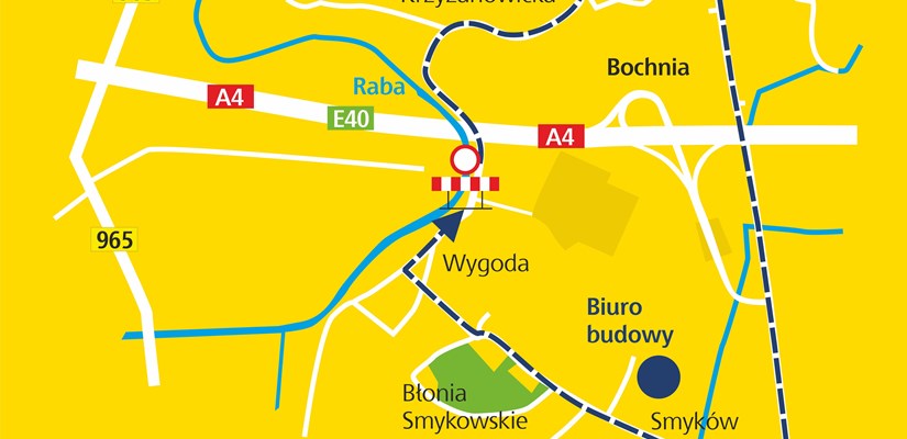 mapa objazdu Bochnia