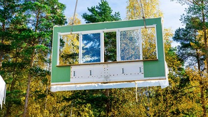 Old walls were lifted and replaced with more energy-efficient walls.
