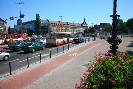 ulice Podwale Grodzkie oraz Waly Jagiellonskie w Gdansku